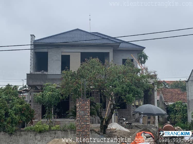 Hình ảnh phối cảnh kiến trúc nhà biệt thự 7 Hình ảnh thi công biệt thự 2 tầng mái thái hiện đại