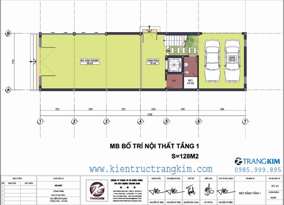 Mặt bằng kiến trúc tầng 1