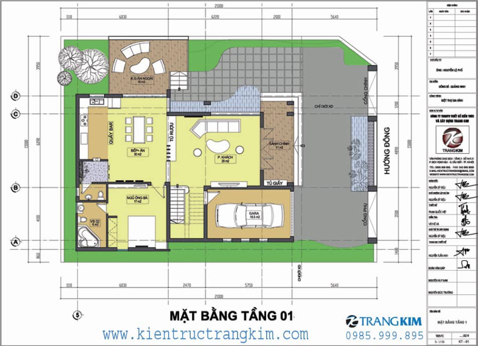 Mặt bằng kiến trúc tầng 1