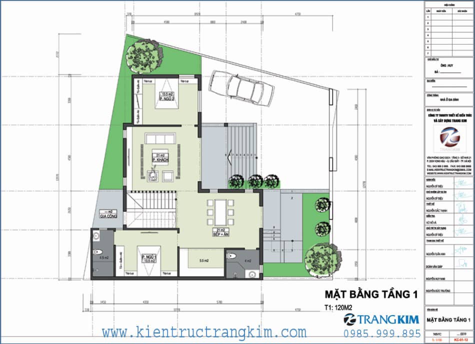 Mặt bằng thiết kế tầng 1