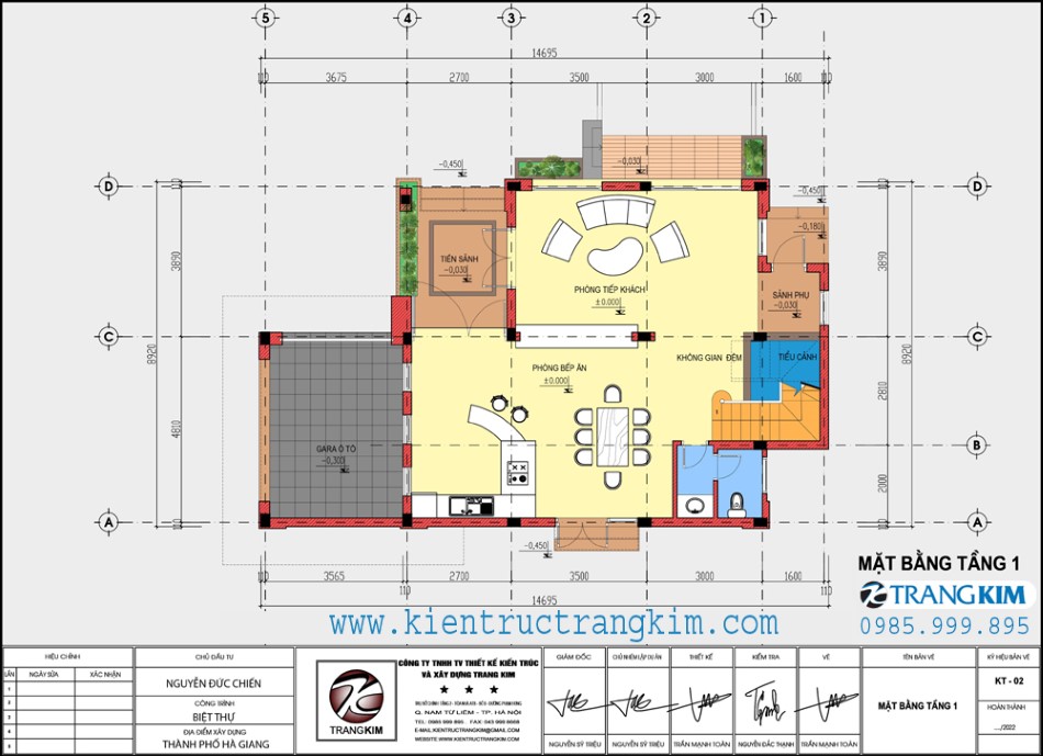 Mặt bằng kiến trúc tầng 1