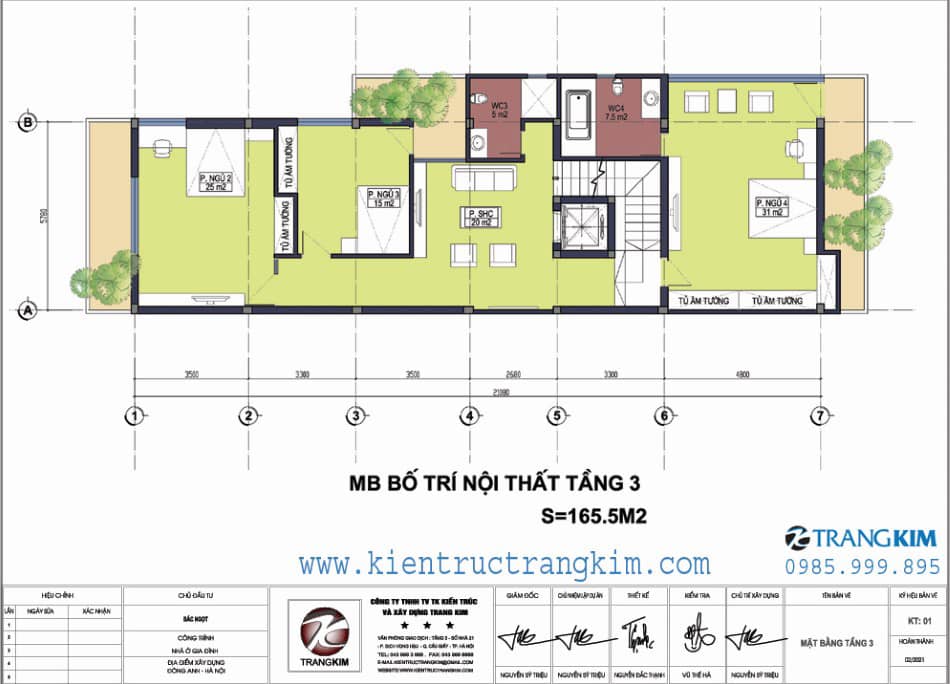 Mặt bằng kiến trúc tầng 3