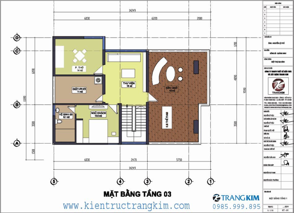Thiết kế biệt thự 3 tầng mái Thái với 5 phòng ngủ