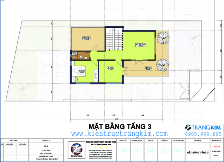 Mặt bằng kiến trúc tầng 3