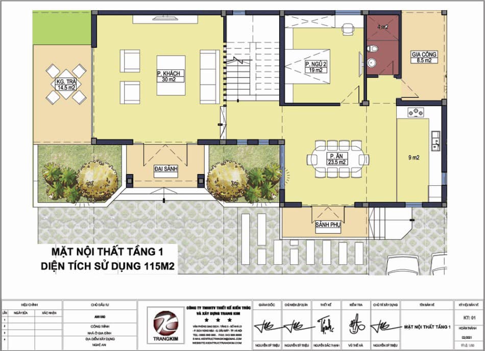 Mặt bằng thiết kế tầng 1 1 Mặt bằng tầng 1