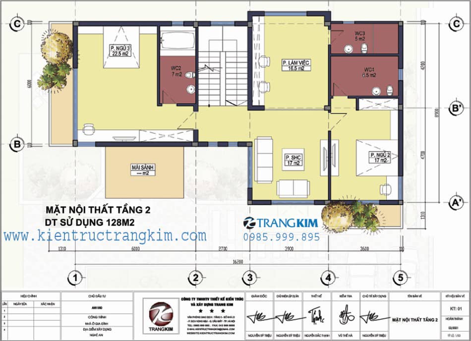 Mặt bằng thiết kế tầng 2 1 Mặt bằng tầng 2