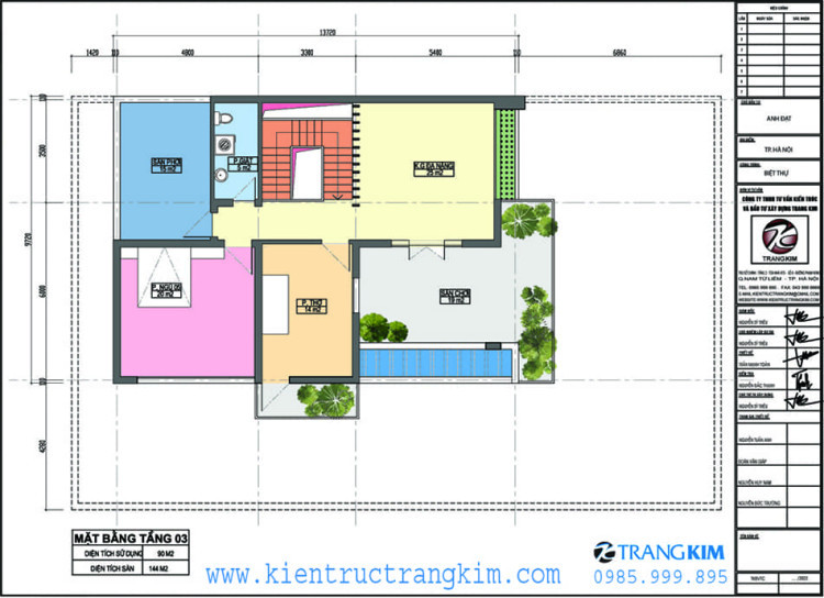 Mặt bằng thiết kế tầng 3 1 Mặt bằng tầng 3