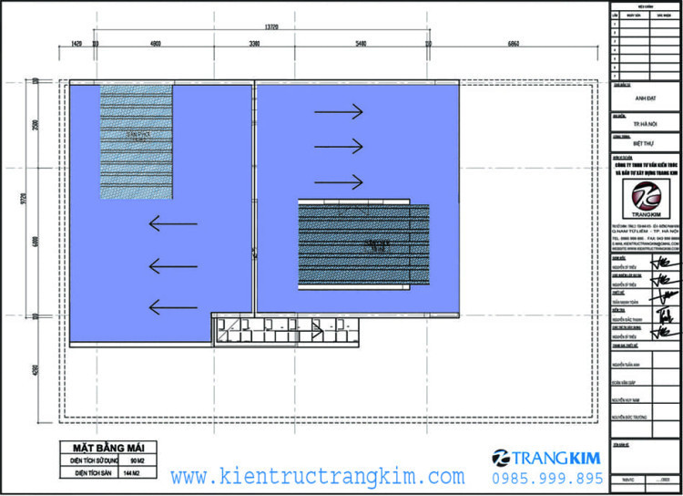 Mặt bằng thiết kế mái 1 Mặt bằng tầng tum