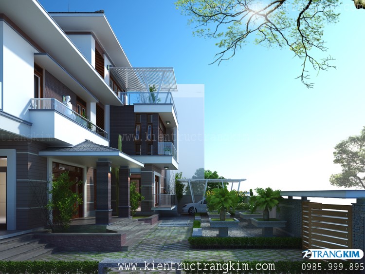 Hình ảnh phối cảnh kiến trúc công trình 4 Phối cảnh kiến trúc biệt thự 2 tầng 1 tum