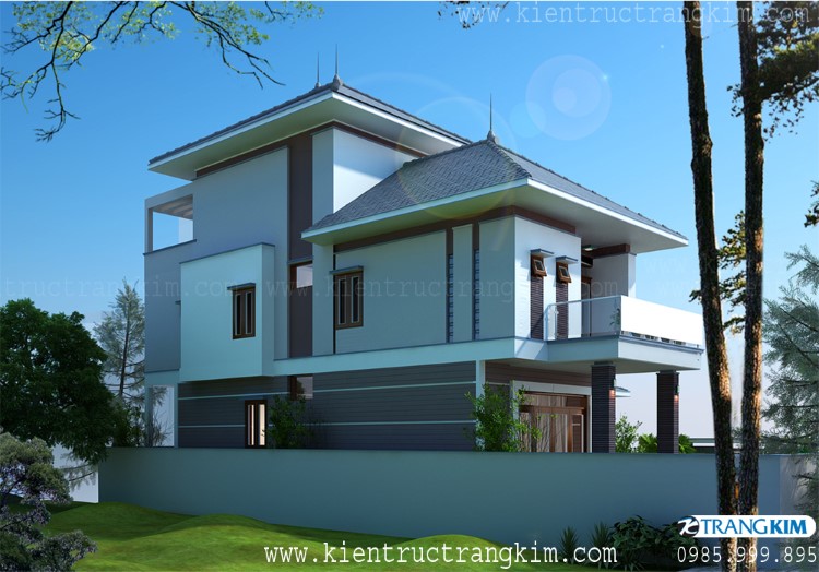 Hình ảnh phối cảnh kiến trúc công trình 6 Phối cảnh kiến trúc biệt thự 2 tầng 1 tum