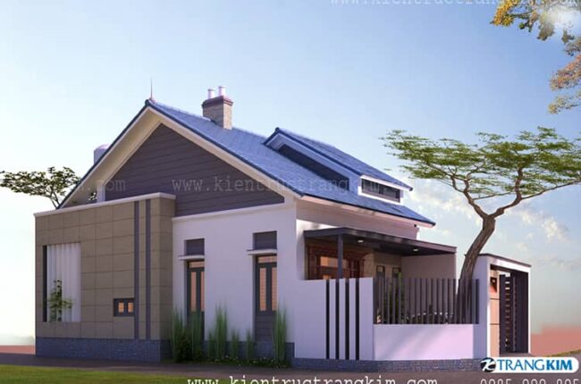 Phối cảnh biệt thự 1 tầng 2 phòng ngủ đẹp hiện đại