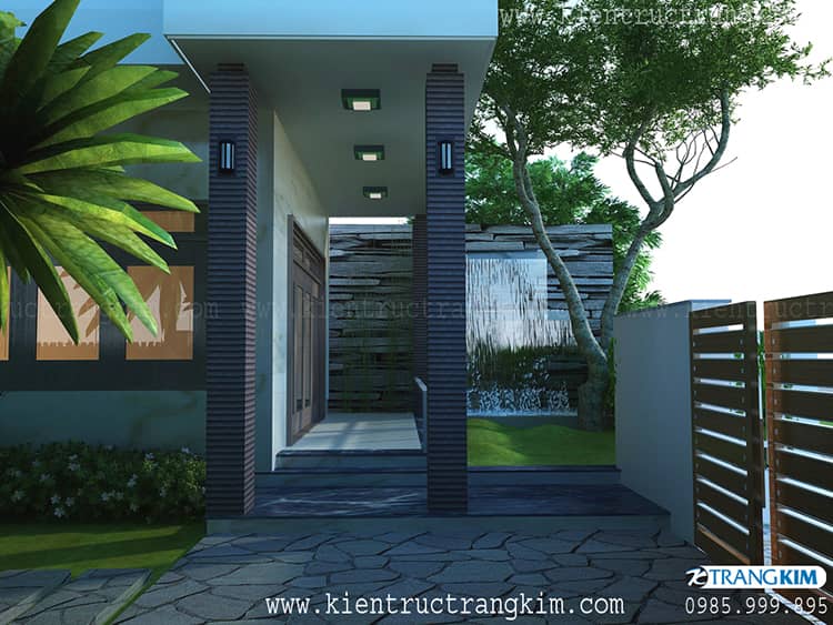 Phối cảnh kiến trúc biệt thự mái dốc 3 tầng hiện đại