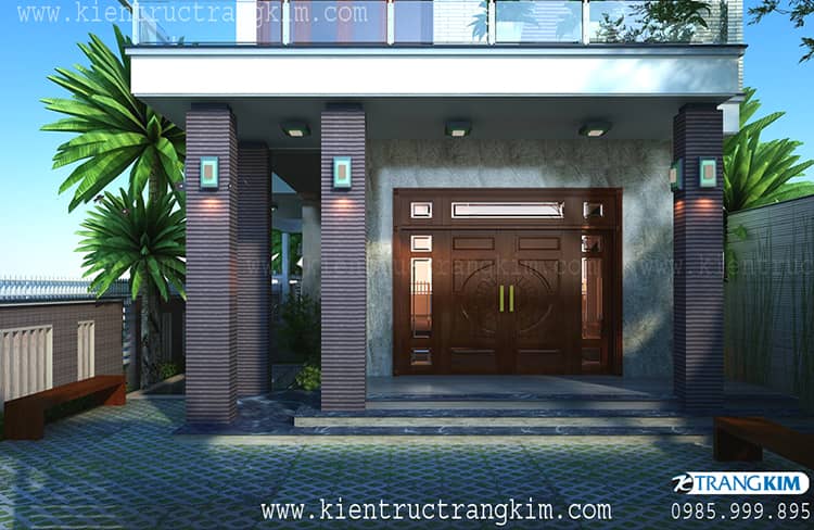 Phối cảnh kiến trúc biệt thự mái dốc 3 tầng hiện đại