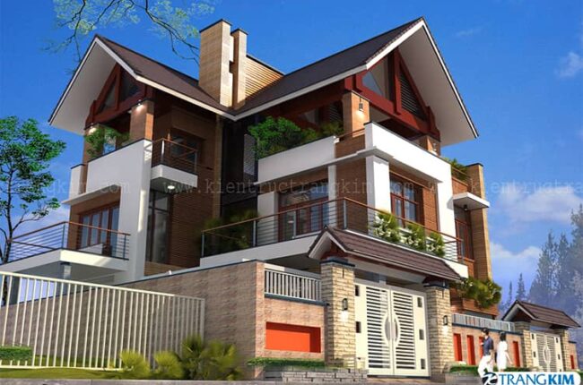 Phối cảnh biệt thự 3 tầng đẹp hiện đại