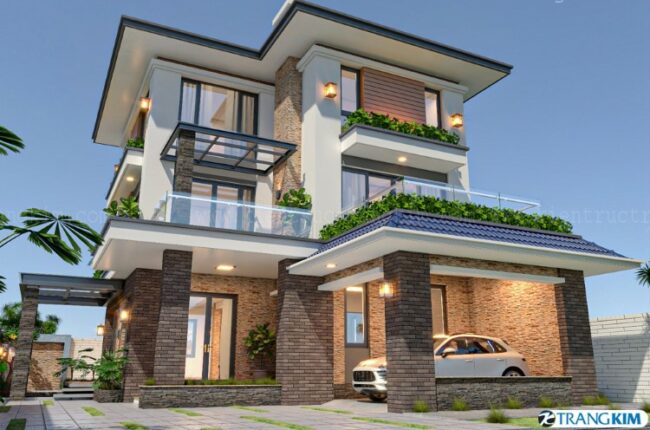 biệt thự 3 tầng mái thái đẹp hiện đại