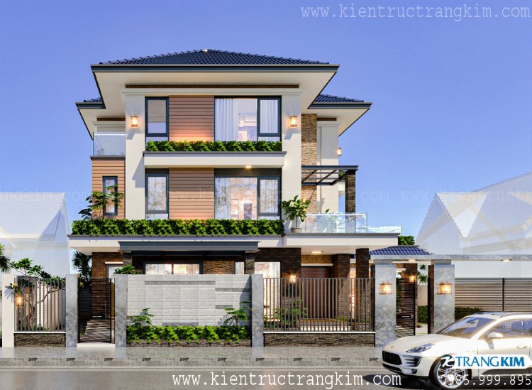 biệt thự 3 tầng mái thái đẹp hiện đại
