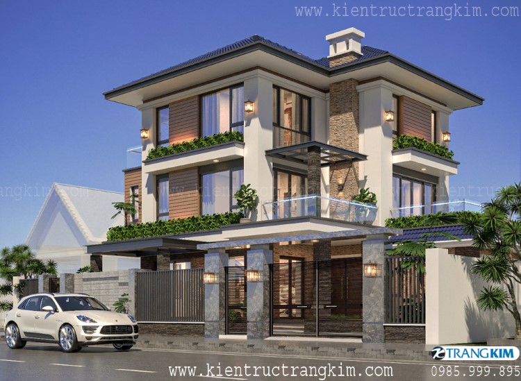 biệt thự 3 tầng mái thái đẹp hiện đại