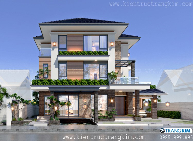 biệt thự 3 tầng mái thái đẹp hiện đại