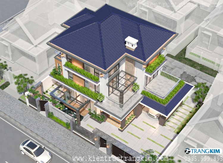 biệt thự 3 tầng mái thái đẹp hiện đại