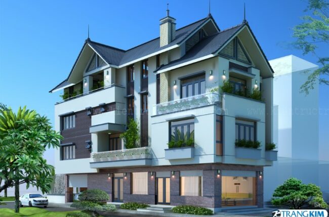 Phối cảnh nhà lô 3 mặt thoáng