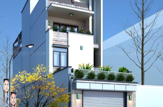 Phối cảnh kiến trúc nhà ống 3 tầng 1 tum
