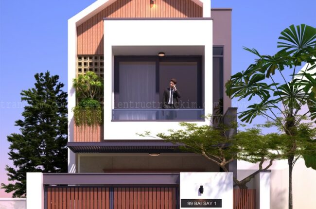 Nhà ống 2 tầng 4 phòng ngủ hiện đại