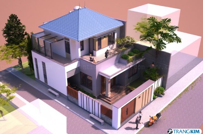 Phối cảnh kiến trúc nhà vuông