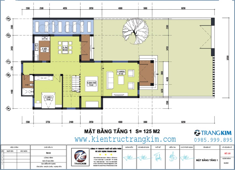 Mặt bằng kiến trúc tầng 1