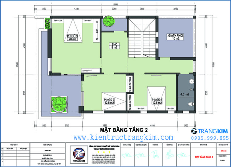 Mặt bằng thiết kế tầng 2 1 Mặt bằng tầng 2