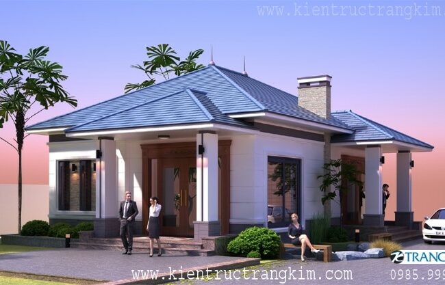 Biệt thự nhà vườn 1 tầng mái nhật đẹp