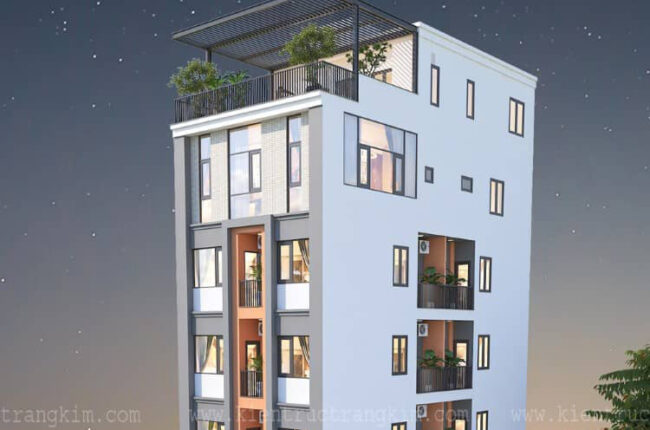 KIẾN TRÚC NHÀ CHO THUÊ 7 TẦNG 1 TUM CÓ TẦNG LỬNG