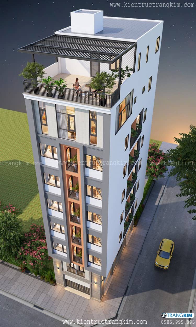 Thiết kế chung cư mini 7 tầng 1 lửng 1 tum kết hợp ở gia đình 6,5x14m 1