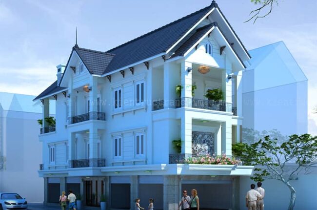 Phối cảnh nhà ống 3 tầng hiện đại