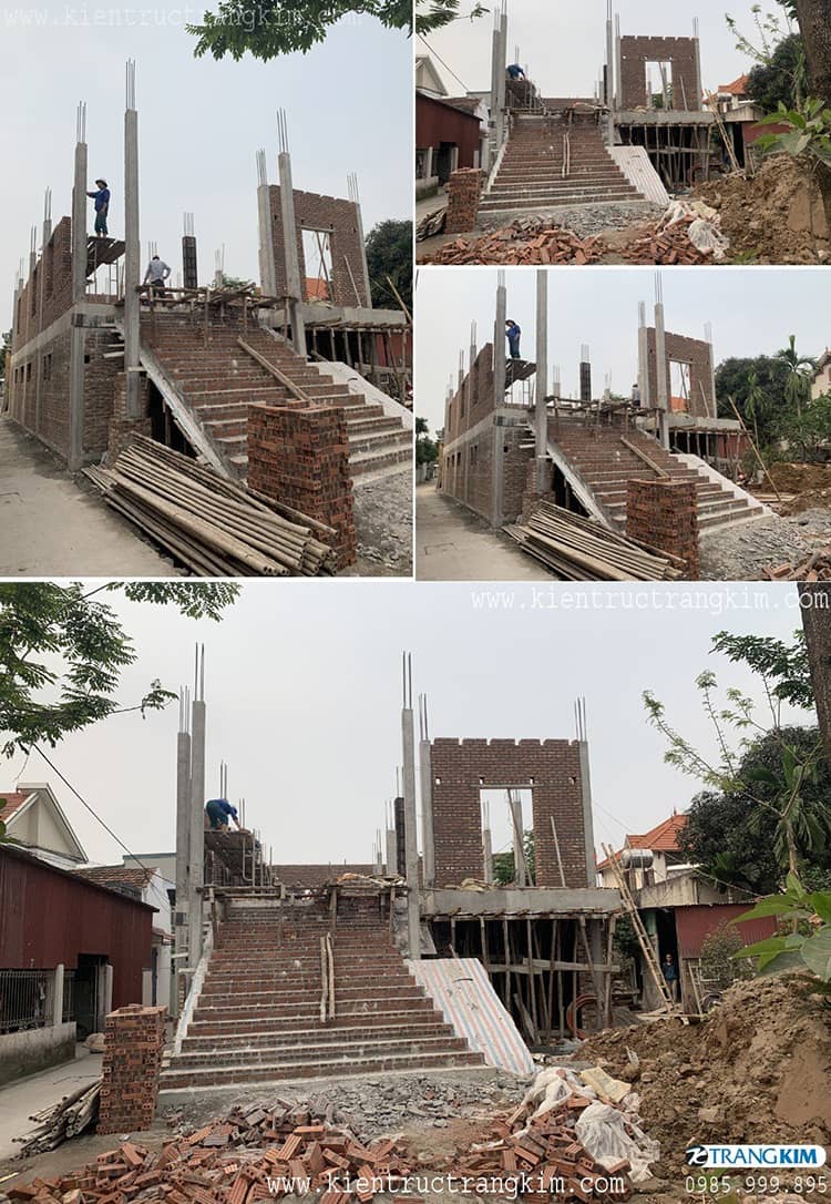 Hình ảnh thực tế thi công biệt thự 3 tầng tân cổ điển 1 anh thực tế