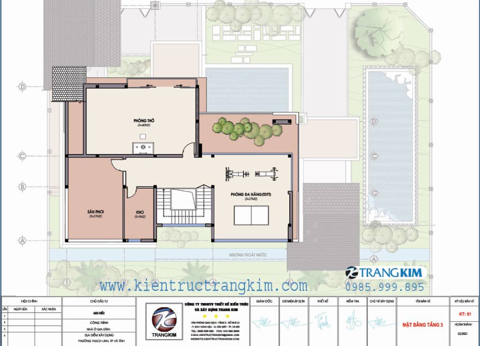 mặt bằng kiến trúc tầng 3