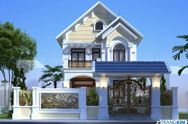 Thiết kế nhà 2 tầng mái thái tân cổ điển