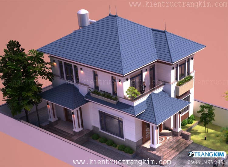 Hình ảnh phối cảnh kiến trúc công trình 3 biệt thự 2 tầng mái nhật