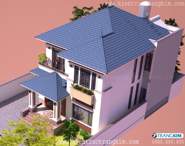 Hình ảnh phối cảnh kiến trúc công trình 4 biệt thự 2 tầng mái nhật