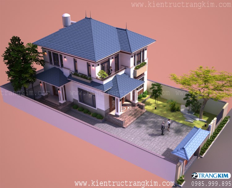 Hình ảnh phối cảnh kiến trúc công trình 5 biệt thự 2 tầng mái nhật