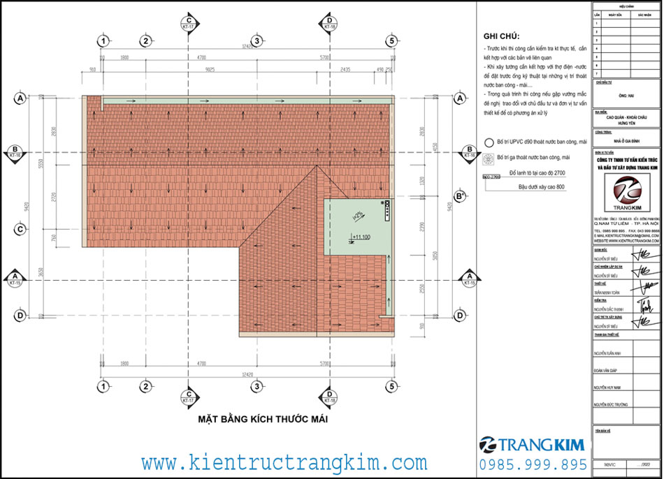 Mặt bằng thiết kế mái 1 Mặt bằng kiến trúc mái