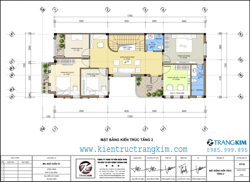 Mặt bằng thiết kế tầng 2 1 Mặt bằng kiến trúc tấng 2
