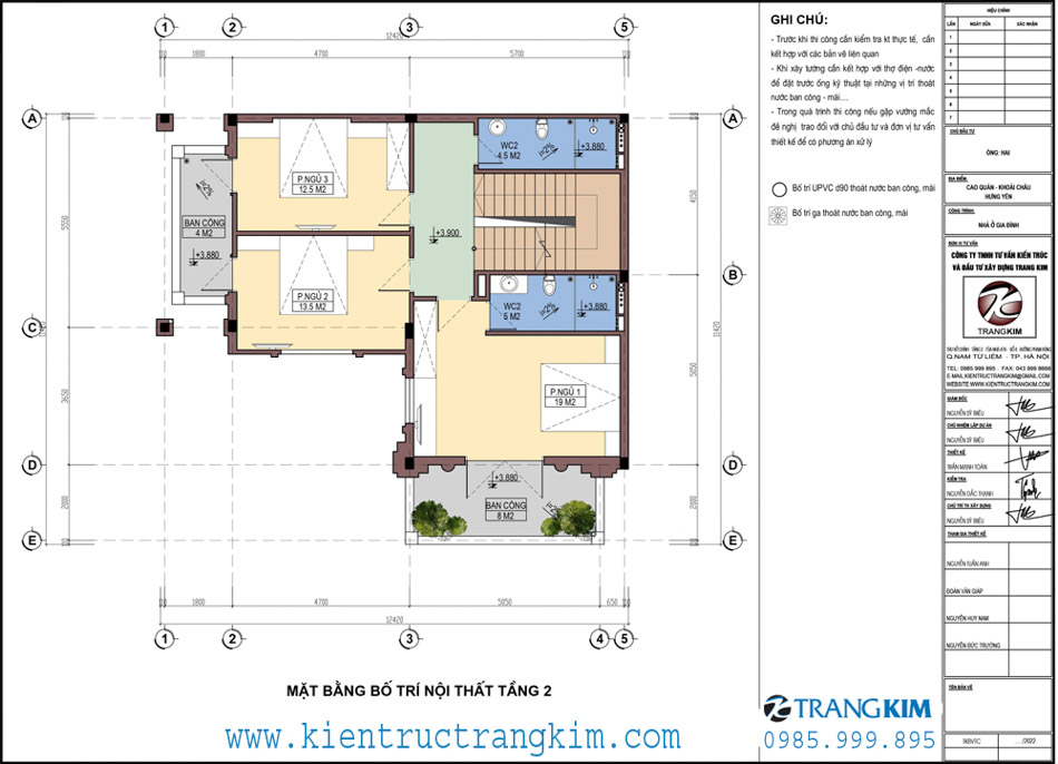 Mặt bằng thiết kế tầng 2 1 Mặt bằng kiến trúc tầng 2