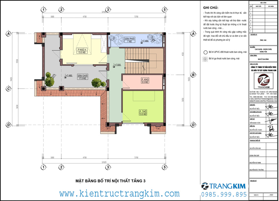 Mặt bằng thiết kế tầng 3 1 Mặt bằng kiến trúc tầng 3
