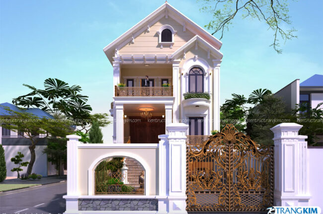 phối cảnh thiết kế biệt thự cổ điển 3 tầng