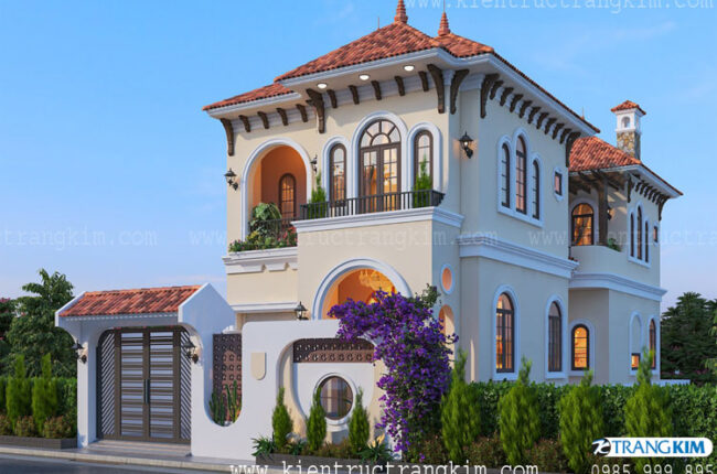thiết kế biệt thự 2 tầng phong cách địa trung hải