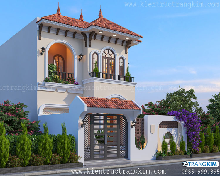 thiết kế biệt thự 2 tầng phong cách địa trung hải