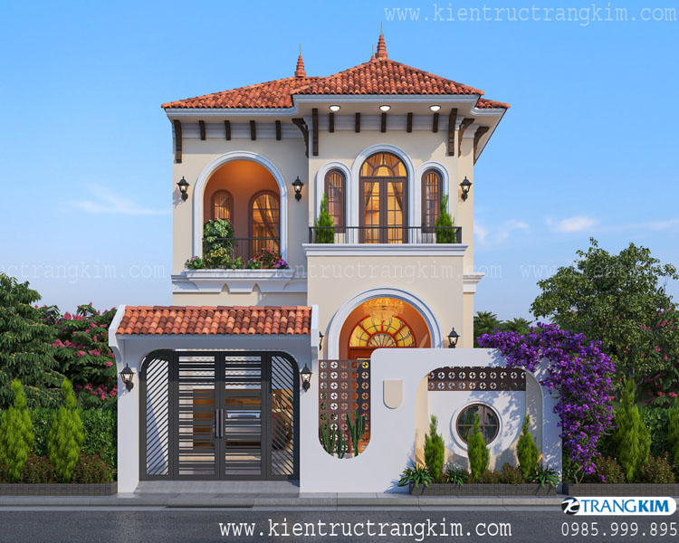 Hình ảnh phối cảnh kiến trúc công trình 3 thiết kế biệt thự 2 tầng phong cách địa trung hải