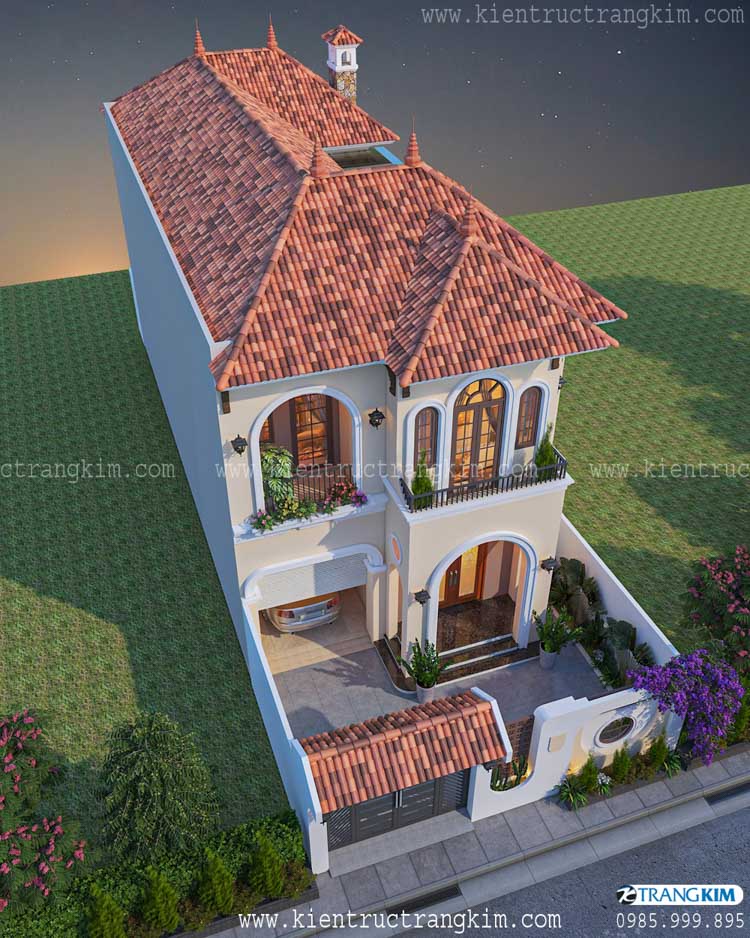 Hình ảnh phối cảnh kiến trúc công trình 5 thiết kế biệt thự 2 tầng phong cách địa trung hải