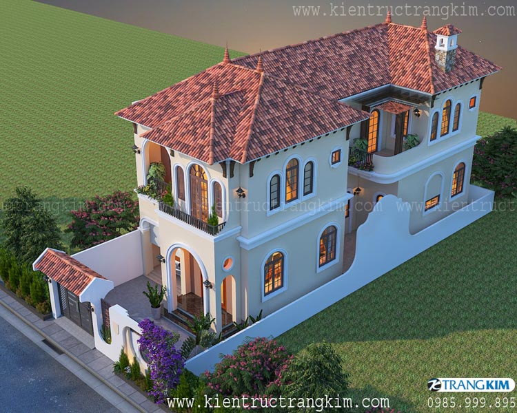Hình ảnh phối cảnh kiến trúc công trình 6 thiết kế biệt thự 2 tầng phong cách địa trung hải