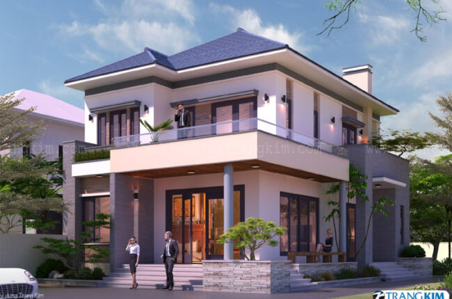 phối cảnh thiết kế biệt thự 2 tầng mái nhật